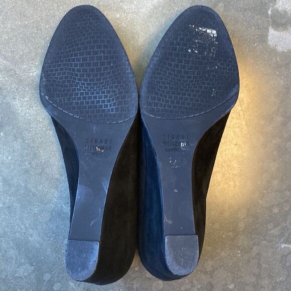 Stuart Weitzman 7 suede wedge heels black - Picture 8 of 9